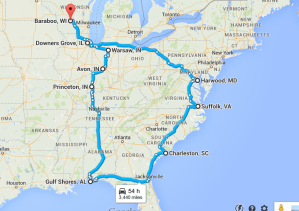 Our April travel route